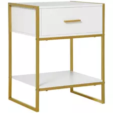 HOMCOM Modern Bedside Table - White - 1