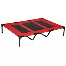 PawHut Raised Dog Bed Cooling Elevated Pet Cot with Breathable Mesh for Indoor Outdoor Use Red, XX Large, 122 x 92 x 23cm - 1