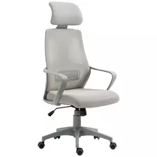 Vinsetto Ergonomic Office Chair, High Back Computer Chair, Mesh Desk Chair with Lumbar Support, Headrest, Wheel, Adjustable Height, Grey - 1