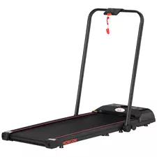 HOMCOM Foldable Walking Treadmill, with LED Display and Wheels, for Home, Office, Gym, Red - 1