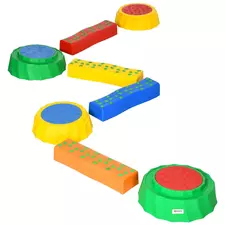 Outsunny Eight-Piece Kids Stepping Stones, with Non-Slip Surface & Bottom, for Toddlers - Multicoloured - 1