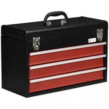 DURHAND 3 Drawer Tool Chest, Lockable Metal Tool Box with Ball Bearing Runners, Portable Toolbox, 510mm x 220mm x 320mm, Black - 1