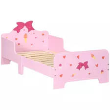 ZONEKIZ Princess-Themed Kids Toddler Bed w/ Cute Patterns, Safety Rails, for Ages 3-6 Years - Pink - 1