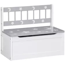 ZONEKIZ 2 In 1 Kids Storage Bench, Toy Box w/ Safety Rod - Grey - 1