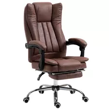 Vinsetto Home Office Chair Microfibre Desk Chair with Reclining Function Armrests Swivel Wheels Footrest Brown - 1