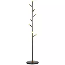 HOMCOM Vintage Coat Rack Stand Freestanding Hall Tree with 6 Hooks Bamboo Frame for Entryway Hallway Bedroom Walnut - 1