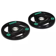 SPORTNOW Two 10kg Olympic Weight Plates, Tri-Grip Rubber-Coated Barbell Weights, with 5cm Holes, for Home, Gym, Office - 1