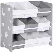 ZONEKIZ Kids Storage Rack, with Nine Removable Baskets, for Nursery, Bedroom, Playroom - Grey - 1