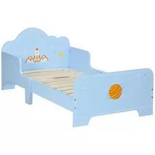 ZONEKIZ Space Themed Toddler Bed, Kids Bedroom Furniture, with Safety Rails - Blue - 1