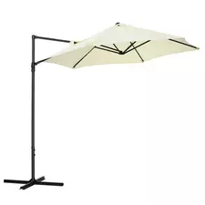 Outsunny 2.5M Garden Cantilever Parasol, Offset Roma Patio Umbrella Hanging Sun Shade Canopy Shelter with 360° Rotation and Cross Base, Beige - 1
