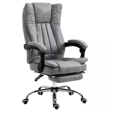 Vinsetto Home Office Chair Microfibre Desk Chair with Reclining Function Armrests Swivel Wheels Footrest Grey - 1