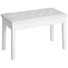 HOMCOM PU Leather Upholstered Piano Stool Makeup Stool Bench Dressing Table Seat with Storage 76x36x50cm, White - 1