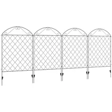 Outsunny Decorative Garden Fencing, 43in x 11.5ft Outdoor Picket Fence Panels, 4PCs Rustproof Metal Wire Landscape Flower Bed Border Edging, Black - 1