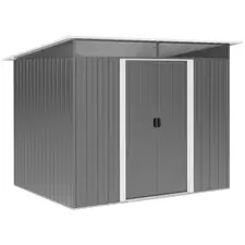 Outsunny Garden Metal Storage Shed House Hut Gardening Tool Storage w/ Tilted Roof and Ventilation 8.5 x 6ft, Grey - 1