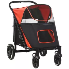 PawHut Foldable Pet Stroller, with Universal Wheels, Shock Absorber, for Medium and Large Dogs - Red - 1