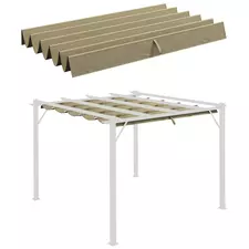 Outsunny Retractable Pergola Cover, 2.55 x 2.5 m Replacement Canopy Fabric for 3 x 3 m Frame, Roof Top Only, Tan - 1
