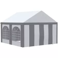 Outsunny 4m x 4m Marquee Gazebo with Sides, Level 6 Wind Protection & Waterproof, Light Grey - 1