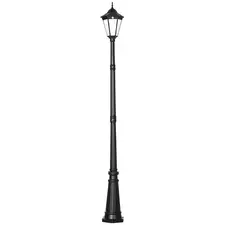 Outsunny 2.4 m Garden Lamp Post Light, LED Solar Powered Patio Path Lighting Lamp with Aluminium Frame, PIR Motion Sensor for Lawn, Pathway, Driveway, Black - 1