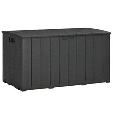 Outsunny 336 Litre Garden Storage Box, Water-resistant Heavy Duty Double Wall Plastic Container, Extra Large Outdoor Garden Furniture Organizer, Deck Cushion Chest with Wheels and Handles, Black - 1