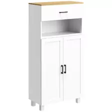 HOMCOM Sideboard, Nordic Storage Cabinet with Drawer, Doors and Open Countertop, Freestanding Kitchen Cupboard for Living Room, Dining Room, 130cm, White - 1