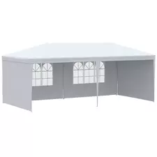 Outsunny 6 x 3 m Party Tent Gazebo Marquee Outdoor Patio Canopy Shelter with Windows and Side Panels White - 1