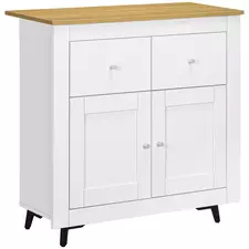 HOMCOM Sideboard Storage Cabinet, Modern Kitchen Cupboard with Double Doors and Drawers for Dining Room, Living Room and Entryway, White - 1