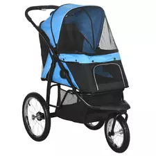 PawHut Foldable Pet stroller, Dog Buggy with Three Wheels, for Small/Medium Dogs, Blue - 1