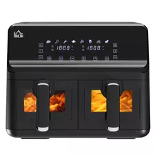 HOMCOM 8L Dual Basket Air Fryer, 8-in-1 Air Fryer Oven with Digital Display, Visible, Timer, Preheat for Oil Free Low Fat Cooking, 2500W, Sync Finish, Sliver - 1
