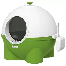 PawHut Large Cat Litter Box, with Scoop, Front Entrance, 53 x 51 x 48cm -Green - 1
