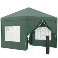 Outsunny 3 x 3m Pop Up Gazebo, Wedding Party Canopy Tent Marquee with Carry Bag and Windows, Green - 1