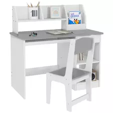 ZONEKIZ Two-Piece Kids Desk and Chair Set with Storage, for Ages 5-8 Years - Grey - 1