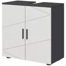 kleankin Under Sink Bathroom Cabinet, Bathroom Vanity Unit, Basin Storage Cupboard with Double Doors and Shelf, 10W x 20Dcm "U" Cut-Out, Light Grey - 1