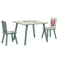 ZONEKIZ Kids and Table Chairs, Children Desk with Two Chairs, Toddler Furniture Set, for Ages 3-6 Years - Green - 1