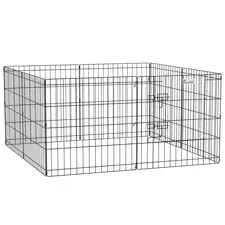 PawHut Dog Playpen, Puppy Pen, Eight-Panel Metal Fence, for Small Dogs, Indoors, Outdoors - Black - 1