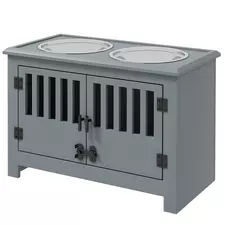 PawHut Raised Dog Bowls, Pet Feeding Station, with Storage, Food and Water Bowls, for Large Dogs - Grey - 1