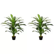 Outsunny Set of Two Artificial Dracaena Plants - 1