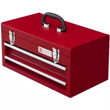DURHAND Lockable Metal Tool Box, 2 Drawer Tool Chest with Latches, Handle, Ball Bearing Runners, Red - 1