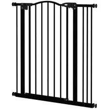 PawHut Metal Pet Safety Gate Dog Gate Folding Fence 74-87cm, Black - 1