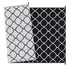 Outsunny Reversible Outdoor Rug, Plastic Straw Mat w/ Carry Bag Ground Stakes for Garden RV Picnic Beach Camping 182x274cm Black - 1
