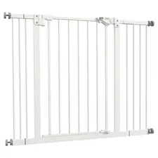 PawHut Adjustable Safety Gate w/ Two Extensions, Four Adjustable Screws, White - 1