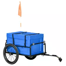 HOMCOM 65L Steel Frame Bike Trailer Storage Box - Blue - 1