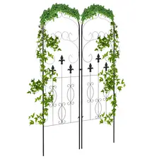 Outsunny Metal Trellis Set of 2, Garden Trellis for Climbing Plants Support Frames, Scrolls Design - 1