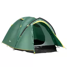 Outsunny Dome Tent for 2 Person Camping Tent with Large Windows, Waterproof Green and Yellow - 1