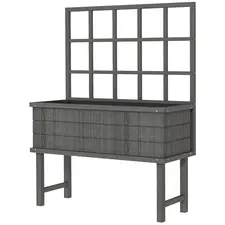 Outsunny 45 x 105cm Wooden Garden Planter, with Trellis - Grey - 1