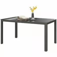 Outsunny 150cm x 88cm Aluminium Table, with Glass Tabletop - Grey - 1