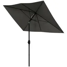 Outsunny 2 x 3(m) Garden Parasol Umbrella, Rectangular Outdoor Market Umbrella Sun Shade with Crank & Push Button Tilt, 6 Ribs, Aluminium Pole, Dark Grey - 1