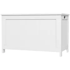 HOMCOM Storage Chest, Modern Storage Trunk with 2 Safety Hinges and Cut-out Handles, Wooden Toy Box for Living Room, Entryway, 76 x 40 x 48 cm, White - 1