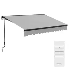 Outsunny Electric Awning with Aluminium Frame and Remote Control, 3 x 2m, Light Grey - 1