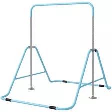 HOMCOM Kids Gymnastic Bar, with Adjustable Height, Foldable Horizontal Bars - Light Blue - 1