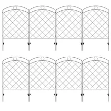 Outsunny Decorative Garden Fencing, 43in x 11.4ft Outdoor Picket Fence Panels, 8PCs Rustproof Steel Wire Landscape Flower Bed Border Edging Animal Barrier, Black - 1